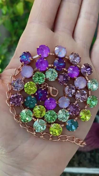 Violet-to-Emergrad Crystal Tennis Necklace