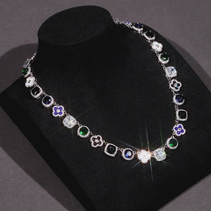Silver Midnight Garden Gemstone Necklace