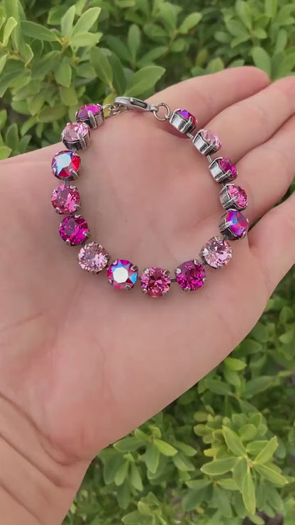 Velvet Rose: Rosy Crystal Tennis Necklace